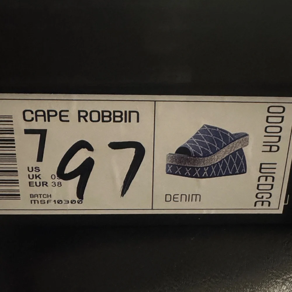 Cape Robbin❣️ Blue Denim Platform Wedge Mules/Slip-ons Women's Size 7 New in box